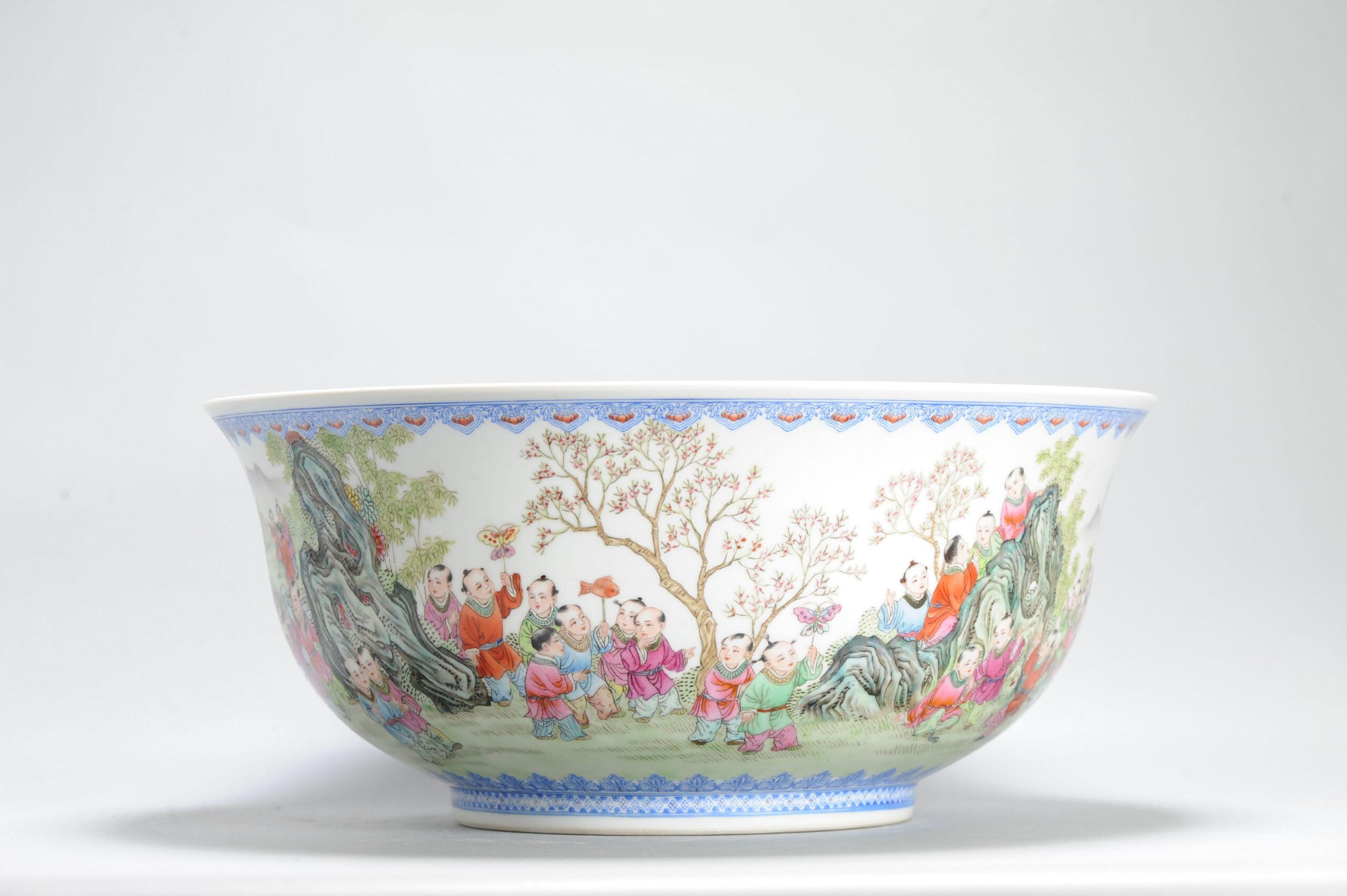 Splendida porcellana d'arte Kang Zhicheng Inverno 1998 Porcellana cinese 100 Boys Bowl in vendita 15