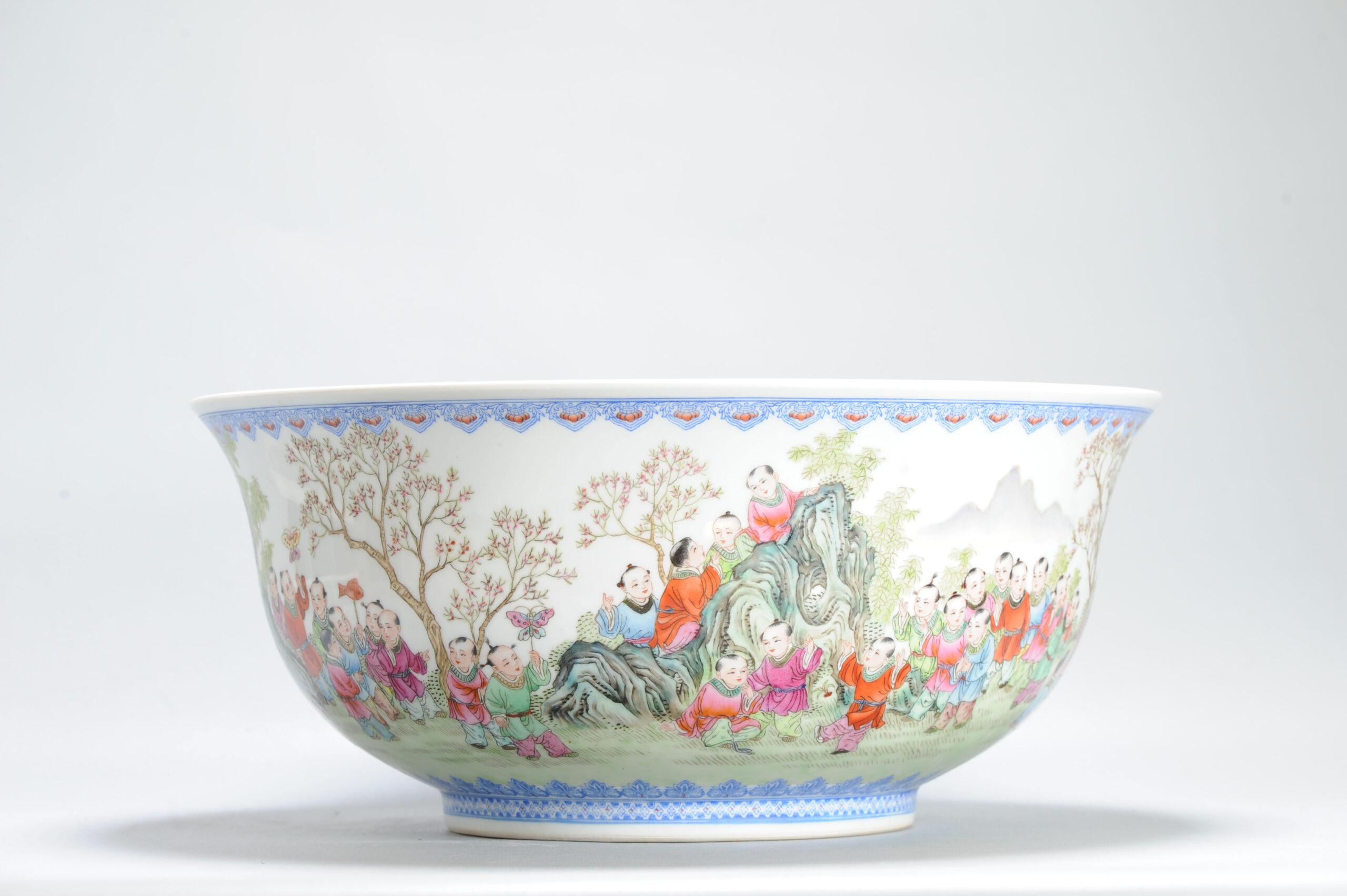 Splendida porcellana d'arte Kang Zhicheng Inverno 1998 Porcellana cinese 100 Boys Bowl in vendita 4