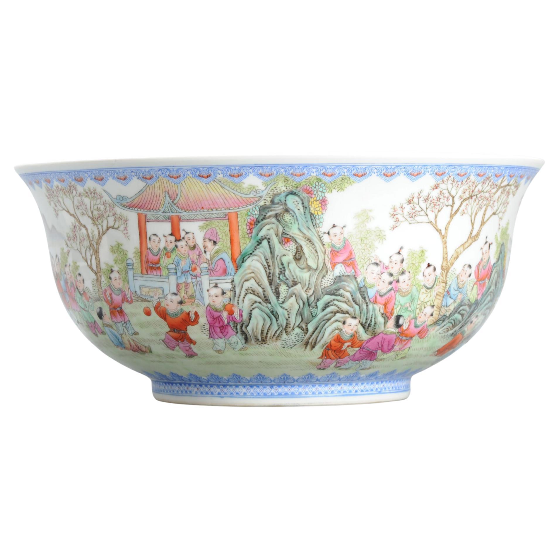 Splendida porcellana d'arte Kang Zhicheng Inverno 1998 Porcellana cinese 100 Boys Bowl
