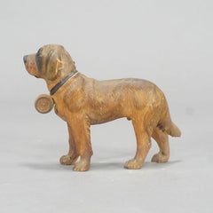 Ravissant chien de St. Bernhard en bois sculpté à Brienz, vers 1930