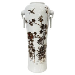 Lovely Y T Japanese Porcelain Vase Lush Floral Hand Decorated in Hong Kong