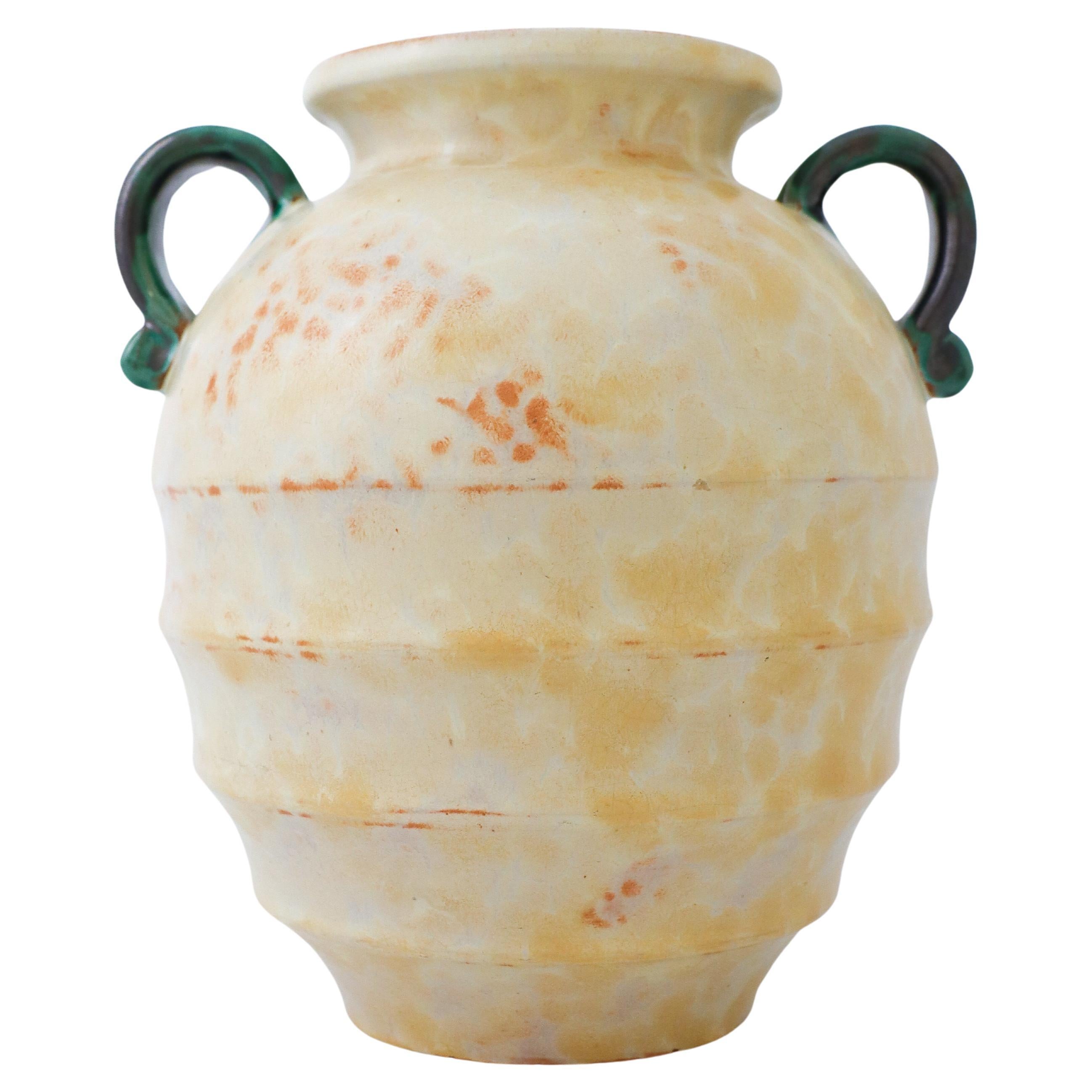 Ravissant vase Art Déco jaune - Upsala Ekeby, Suède, années 1930, style urne romaine