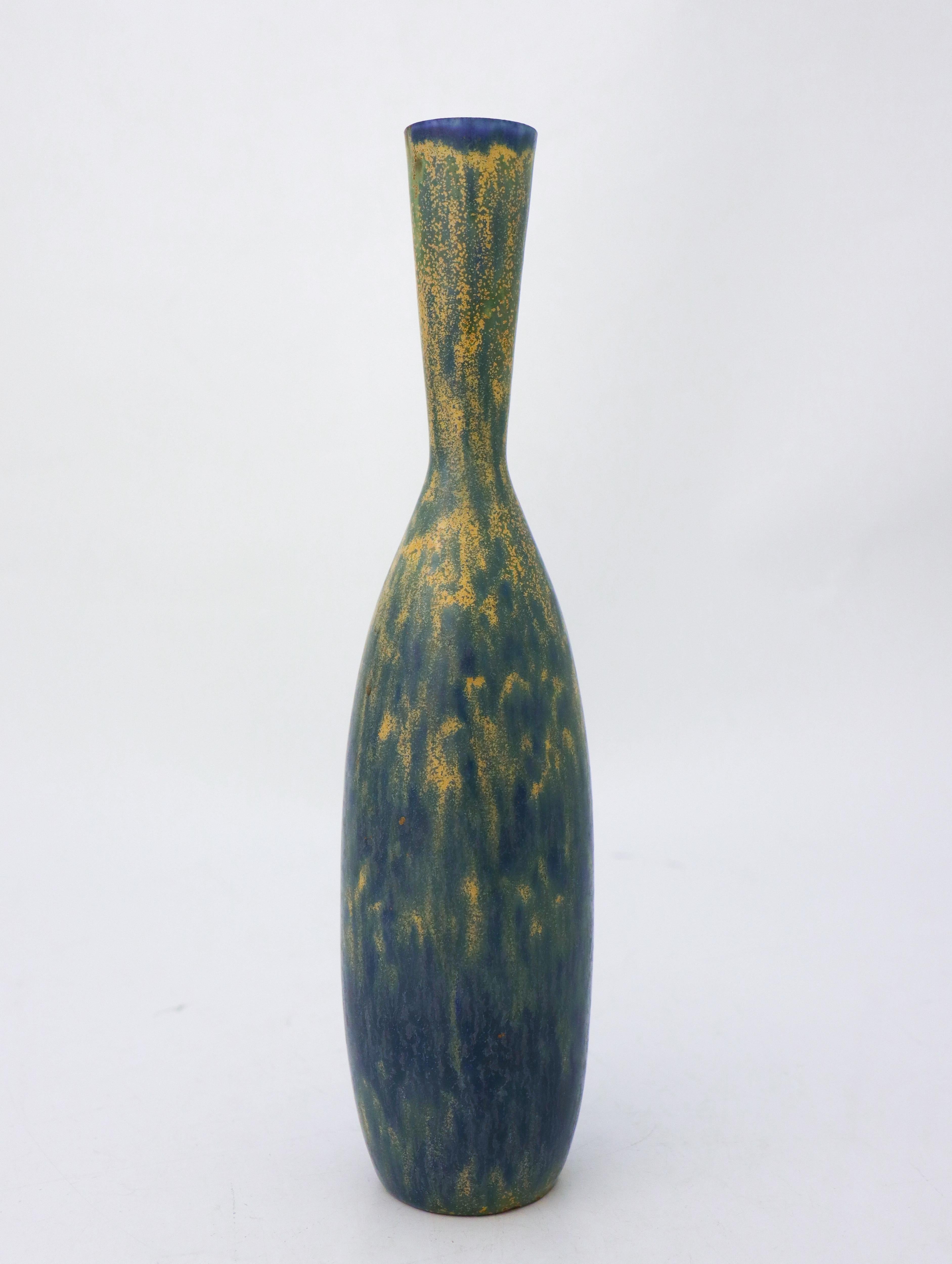 Scandinavian Modern Lovely Yellow & Blue Ceramic Vase - Carl-Harry Stålhane - Rörstrand For Sale