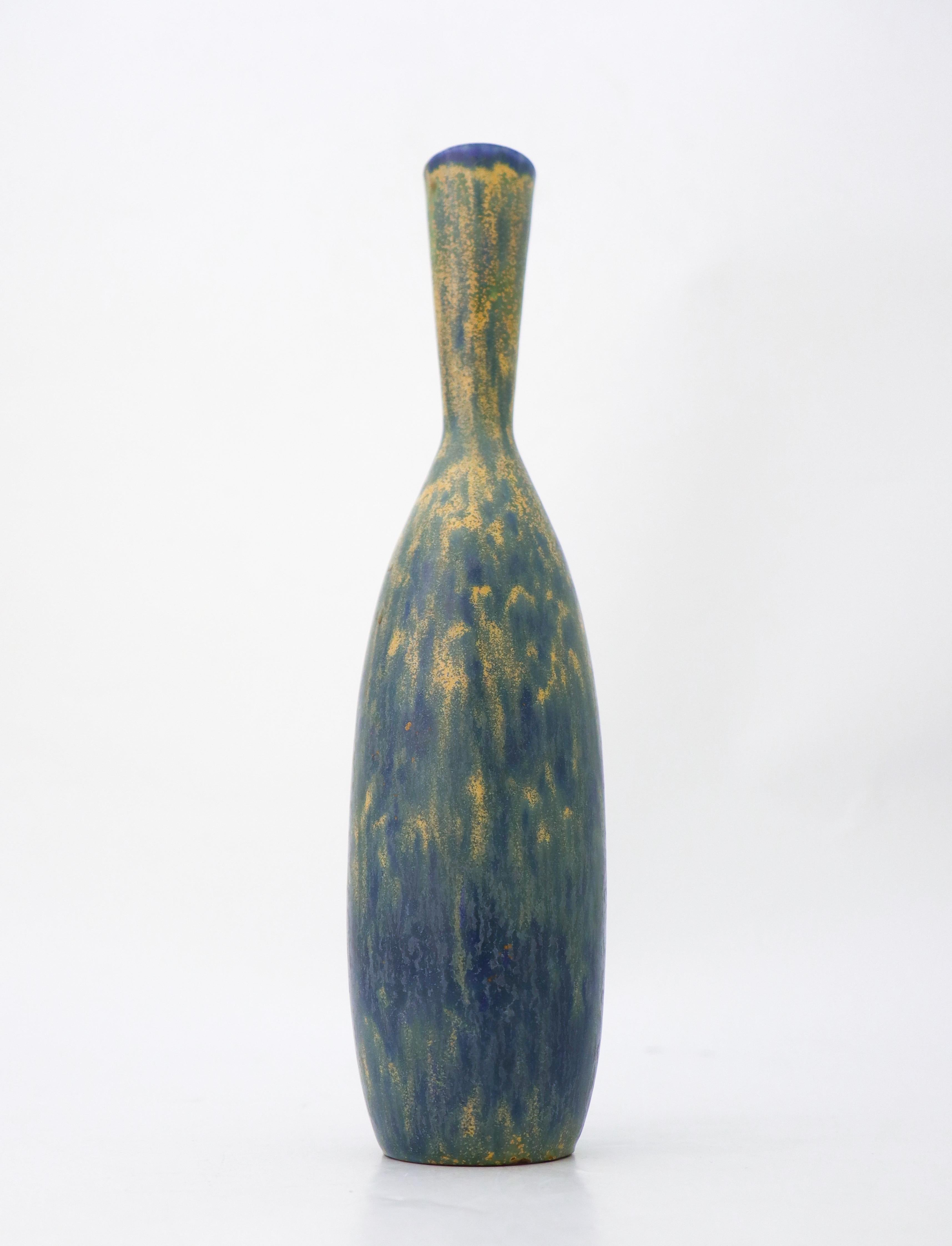 Swedish Lovely Yellow & Blue Ceramic Vase - Carl-Harry Stålhane - Rörstrand For Sale