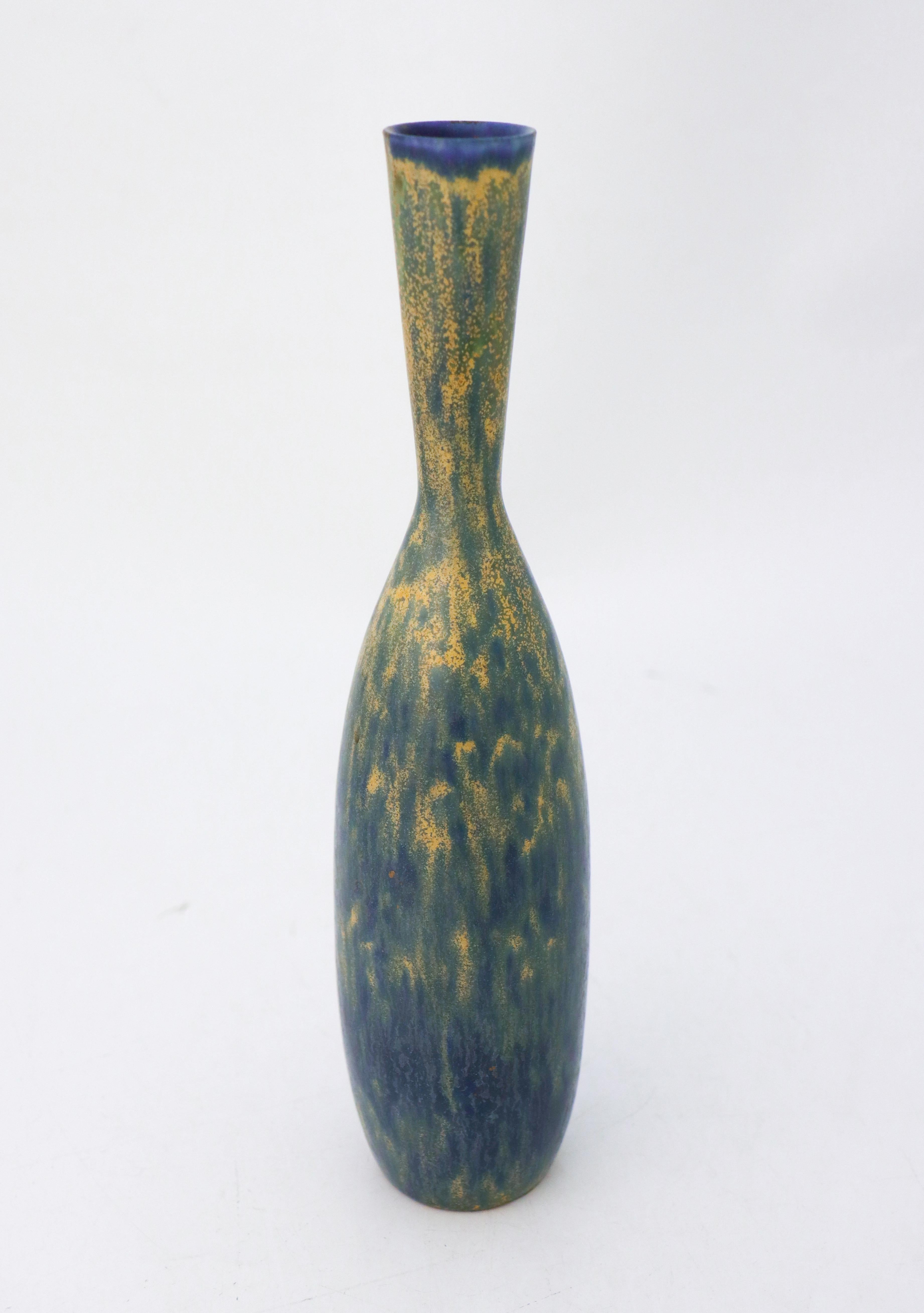 Glazed Lovely Yellow & Blue Ceramic Vase - Carl-Harry Stålhane - Rörstrand For Sale