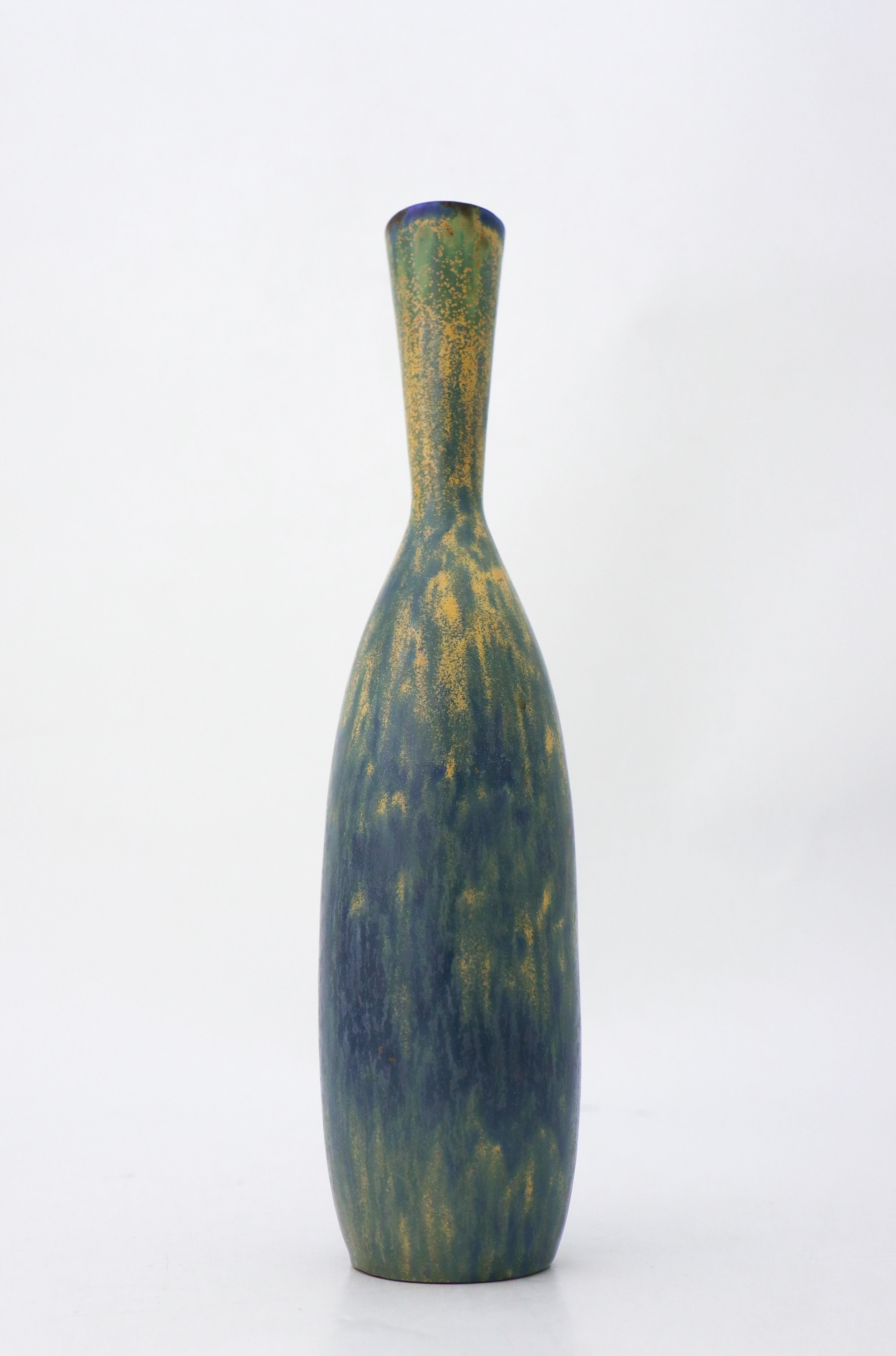 Lovely Yellow & Blue Ceramic Vase - Carl-Harry Stålhane - Rörstrand In Excellent Condition For Sale In Stockholm, SE