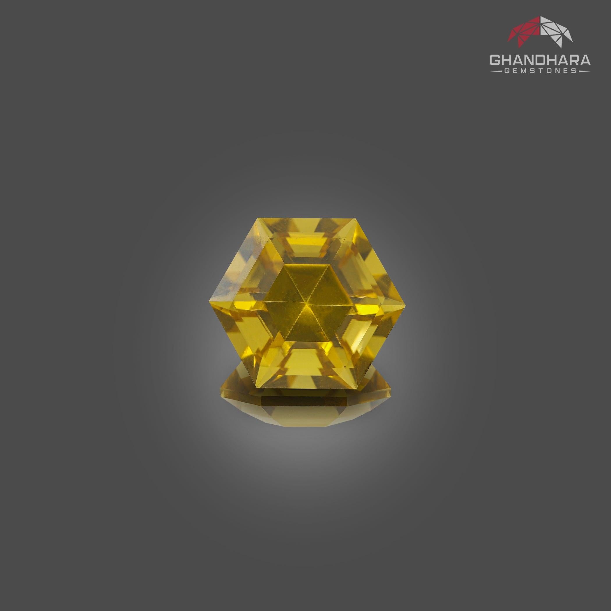 Lovely Yellow Citrine Gemstone of 6.30 carats from Africa has a wonderful cut in a Hexagon shape, incredible Yellow color. Great brilliance. This gem is totally loupe-clean.

Product Information:
GEMSTONE TYPE:	Lovely Yellow Citrine