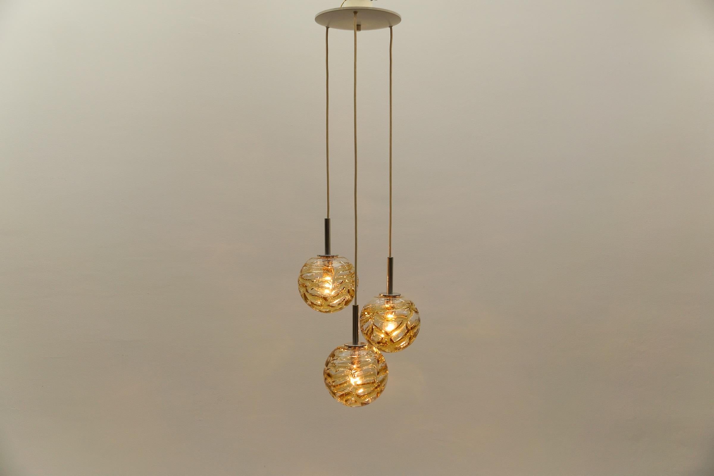 Lovely Yellow Murano Glass Ball Pendant Cascading Lamp by Doria, - 1960s Germany In Good Condition For Sale In Nürnberg, Bayern