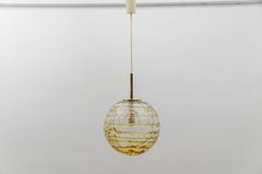 Lovely Yellow Murano Glass Ball Pendant Lamp by Doria, - 1960s Germany