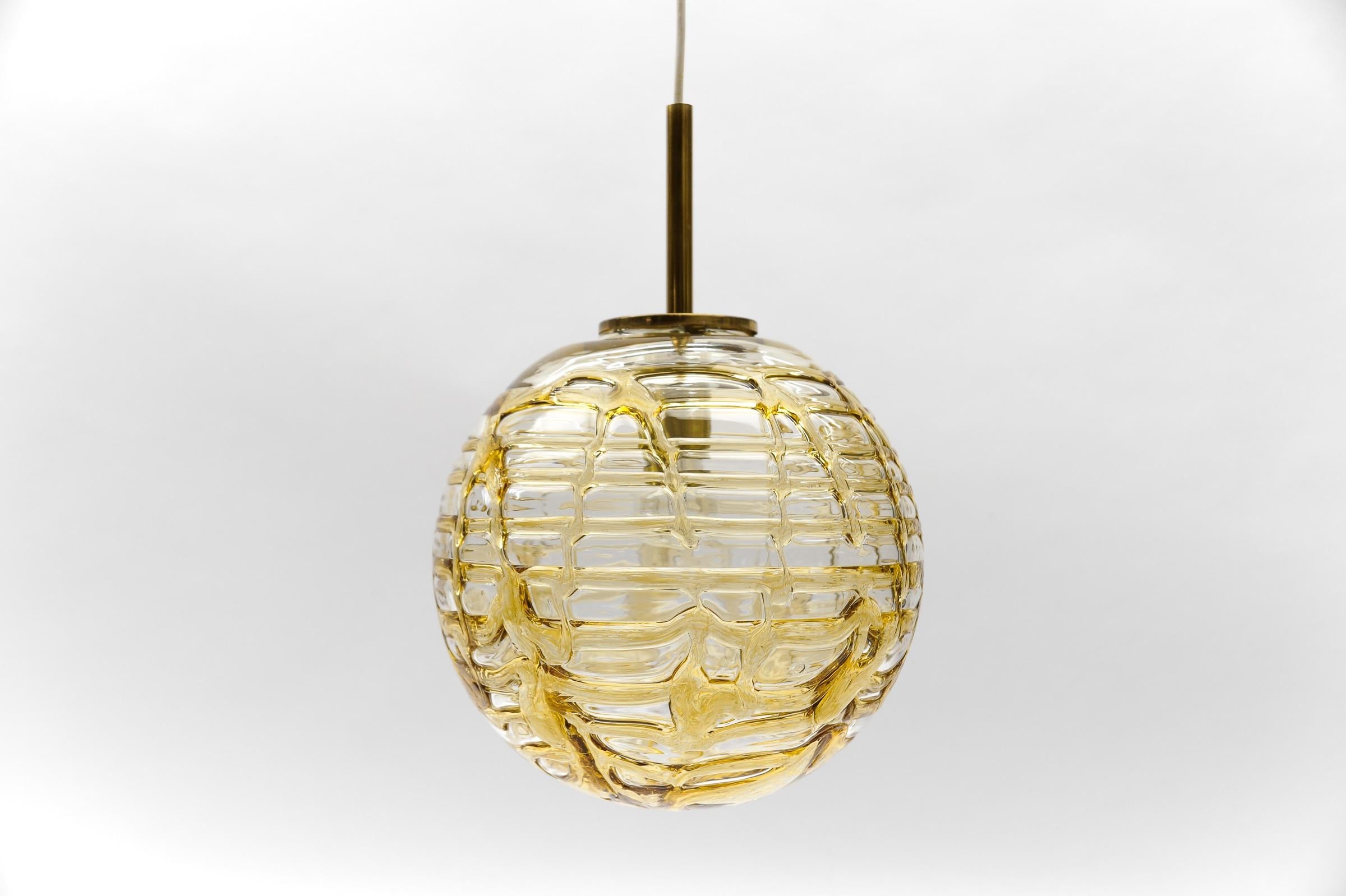 Lovely Yellow Murano Glass Ball Pendant Lamp by Doria, - 1960s Germany In Good Condition For Sale In Nürnberg, Bayern
