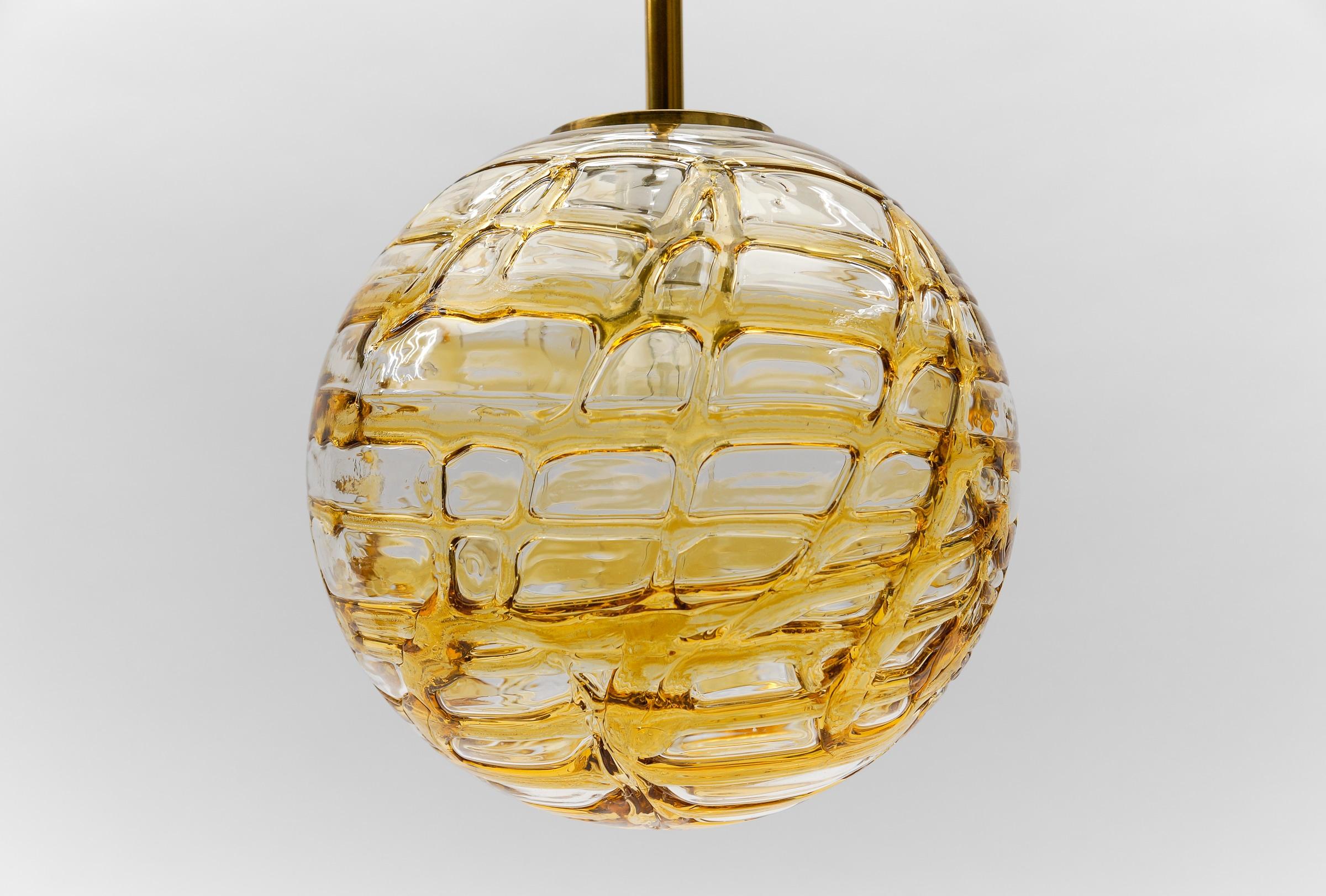 Lovely Yellow Murano Glass Ball Pendant Lamp by Doria, - 1960s Germany For Sale 1