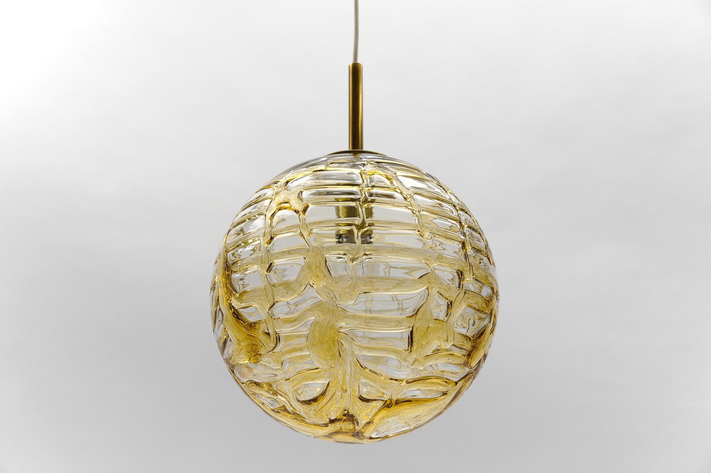 Lovely Yellow Murano Glass Ball Pendant Lamp by Doria, - 1960s Germany For Sale 2