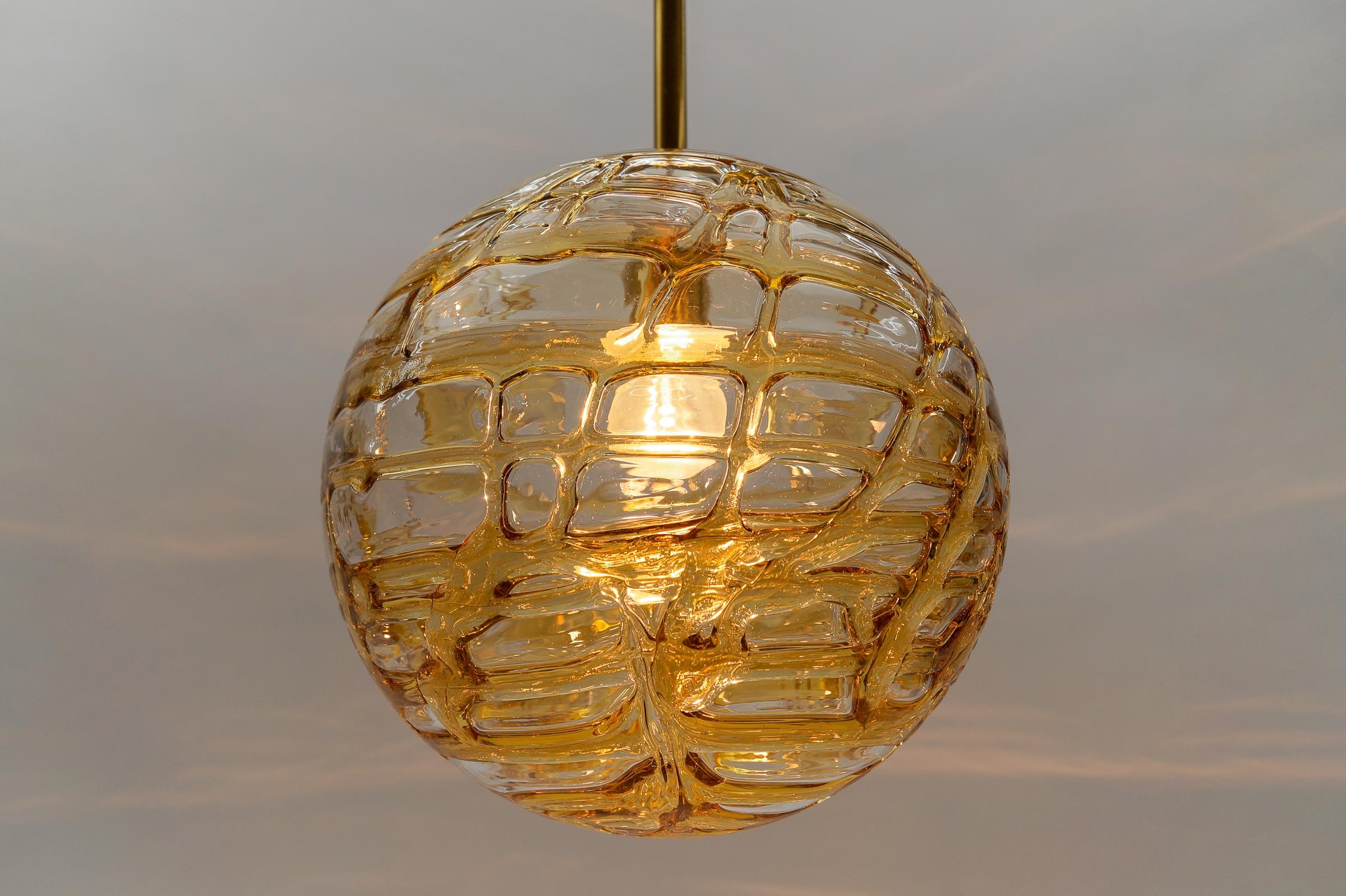 Lovely Yellow Murano Glass Ball Pendant Lamp by Doria, - 1960s Germany For Sale 2