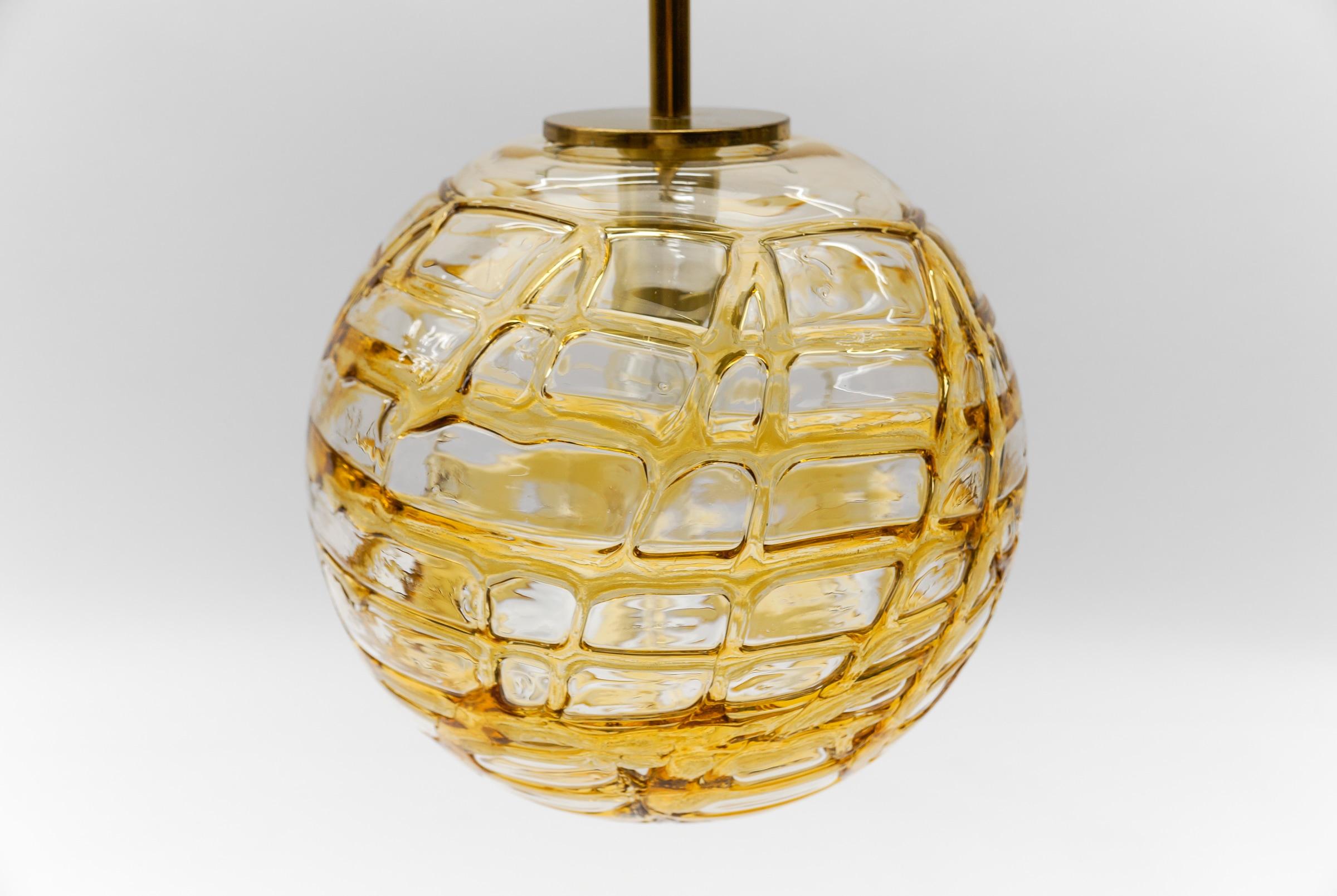 Lovely Yellow Murano Glass Ball Pendant Lamp by Doria, - 1960s Germany For Sale 3