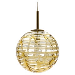 Lovely Yellow Murano Glass Ball Pendant Lamp by Doria, - 1960s Germany