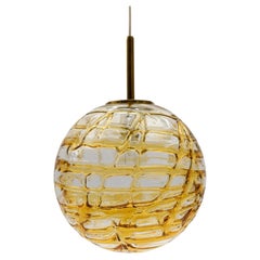 Vintage Lovely Yellow Murano Glass Ball Pendant Lamp by Doria, - 1960s Germany