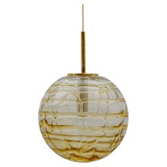Hübsche gelbe Murano Glas Kugel Pendelleuchte von Doria, - 1960er Jahre Deutschland