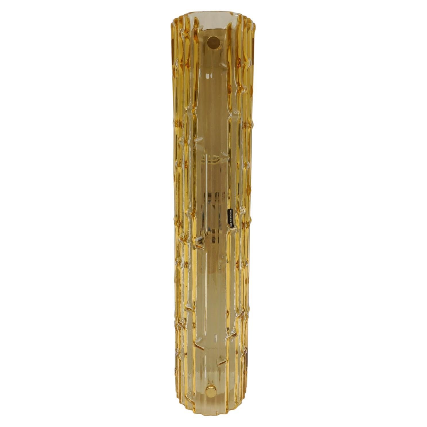 Lovely Yellow Tinted Structured Glass Sconce by Doria, 1960s Germany   For Sale