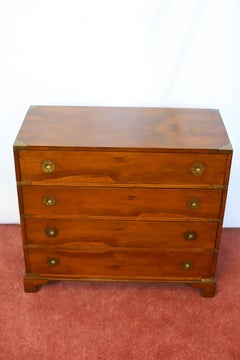Lovely Yew Wood Campaign Style Chest Of Drawers