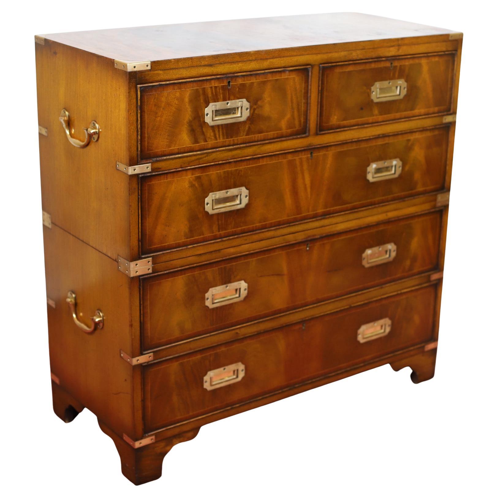 Lovely  Yew Wood Military Campaign Chest Of Drawers