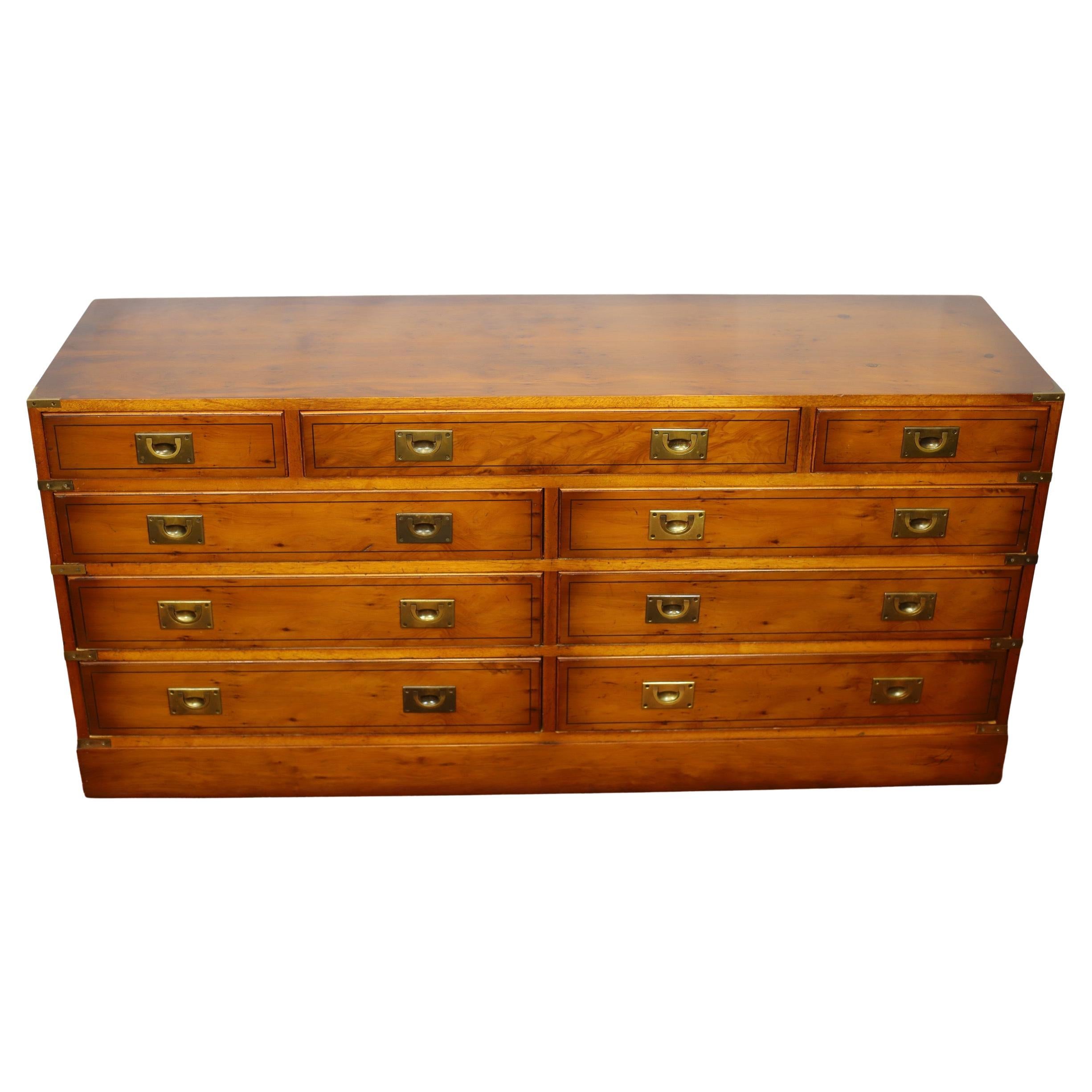 Lovely Yew Wood Military Campaign Style Sidebord For Sale