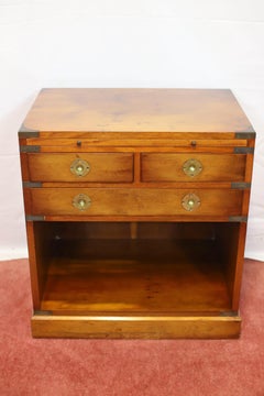 Lovely Yew Wood Military Campaign Style Small Cabinet