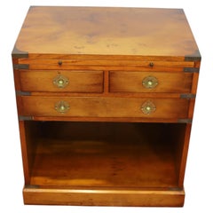 Lovely Yew Wood Military Campaign Style Small Cabinet