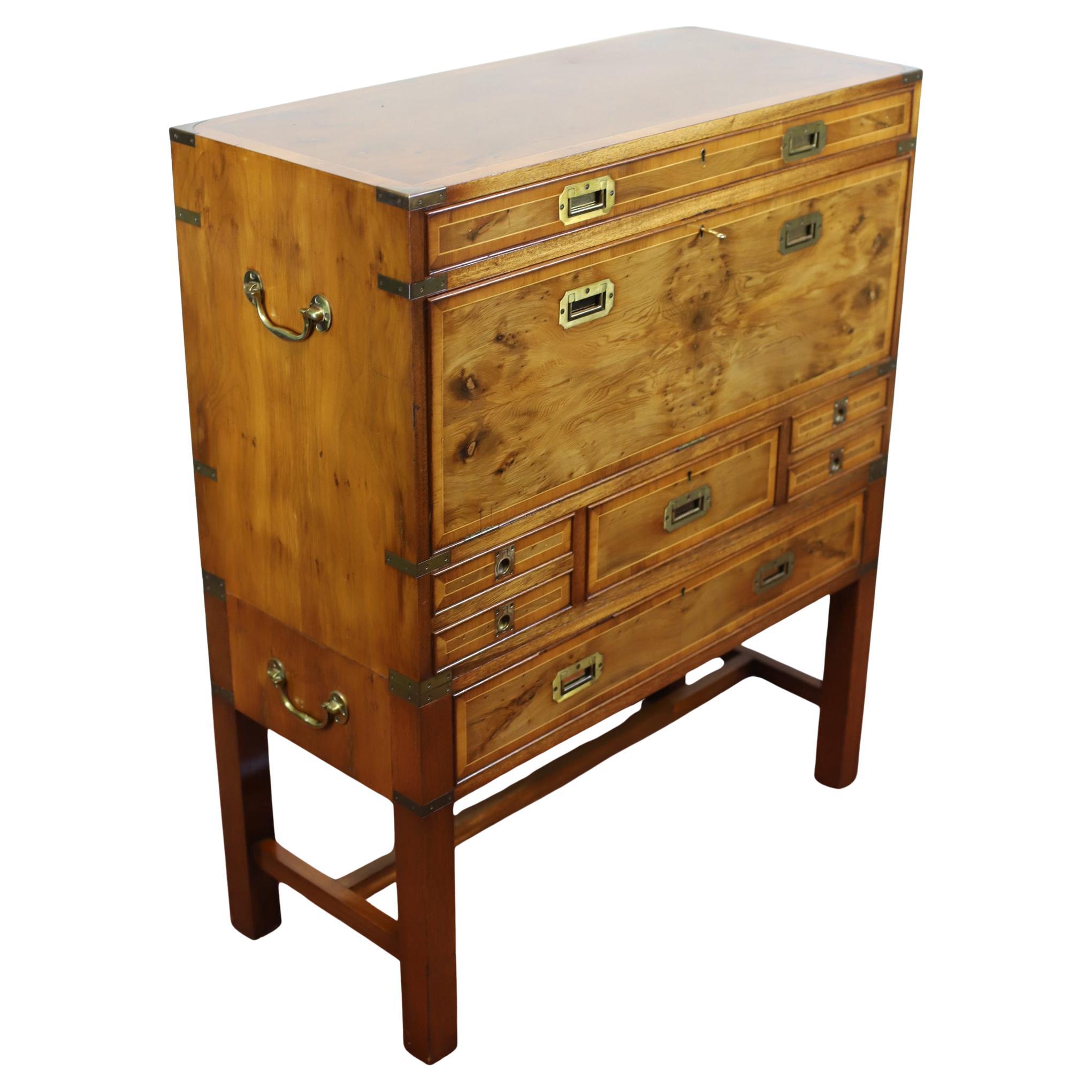 Lovely Yew Wood Secretary Campaign Chest