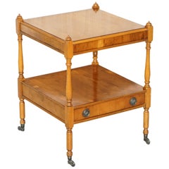 Vintage Lovely Yew Wood Side Table with Single Drawer Highly Decorative Lamp End Wine
