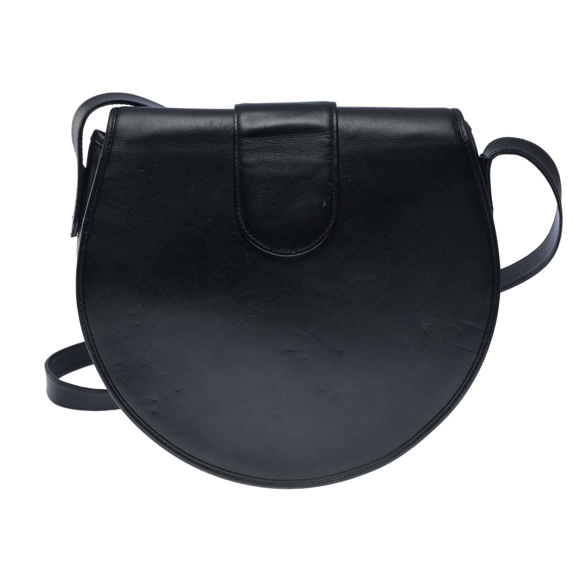 Women's or Men's Lovely YSL shoulder bag in the shape of a half moon in black leather, GHW