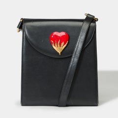 Lovely YSL vintage Messenger bag in black box calf leather, GHW