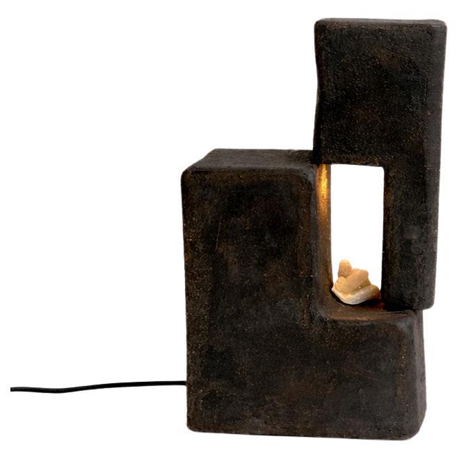 Lover by Kalou Dubus, Black Stoneware Ceramic, Unique Light Sculptural For Sale