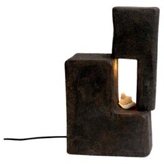 Lampe Lover en céramique par Kalou Dubus, grès noir, sculpture unique