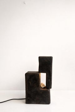 Lampe Lover en céramique par Kalou Dubus, grès noir, sculpture unique