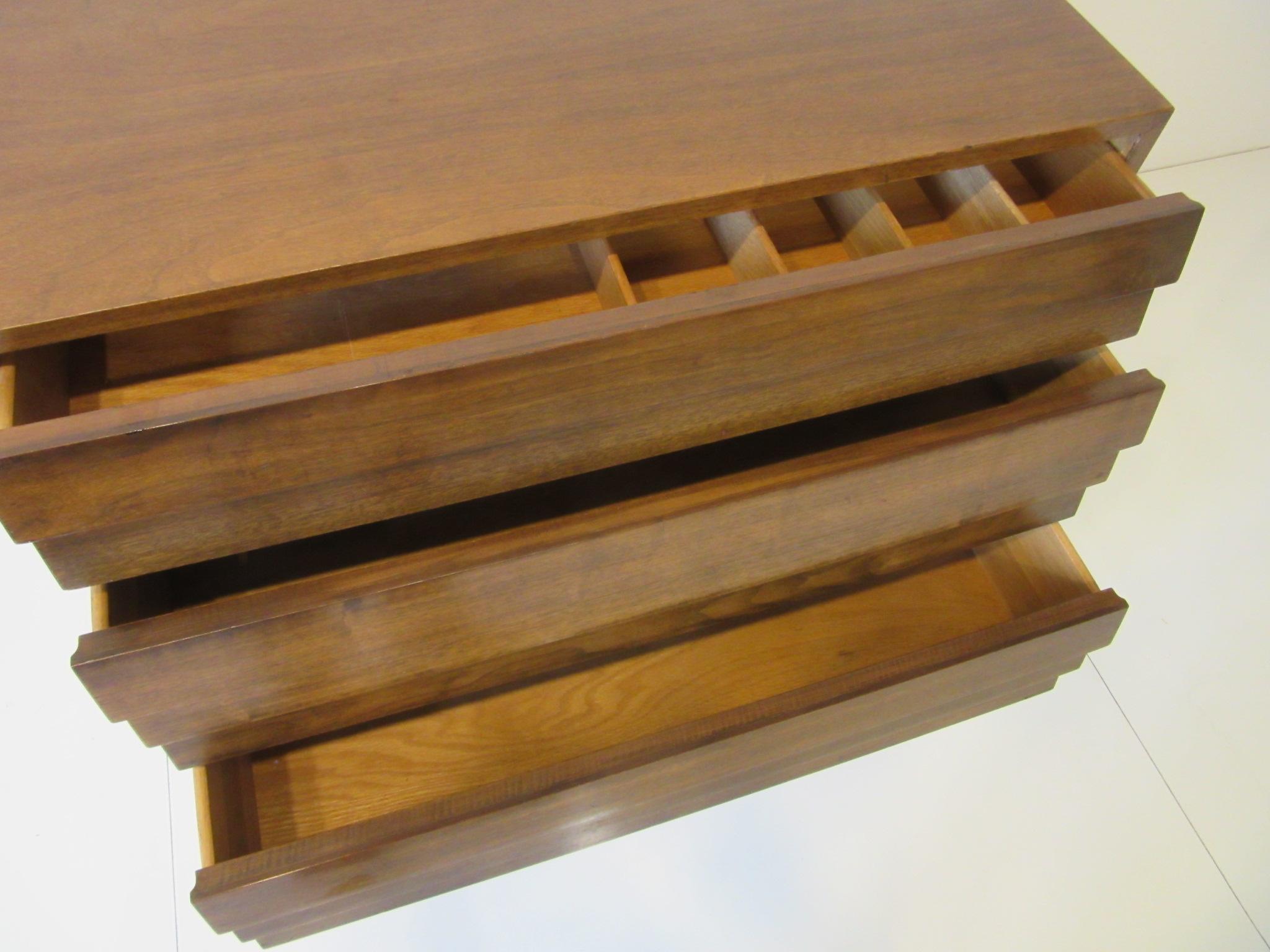 Mid-Century Modern Lovered Walnut Small Dresser / Chest by American of Martinsville