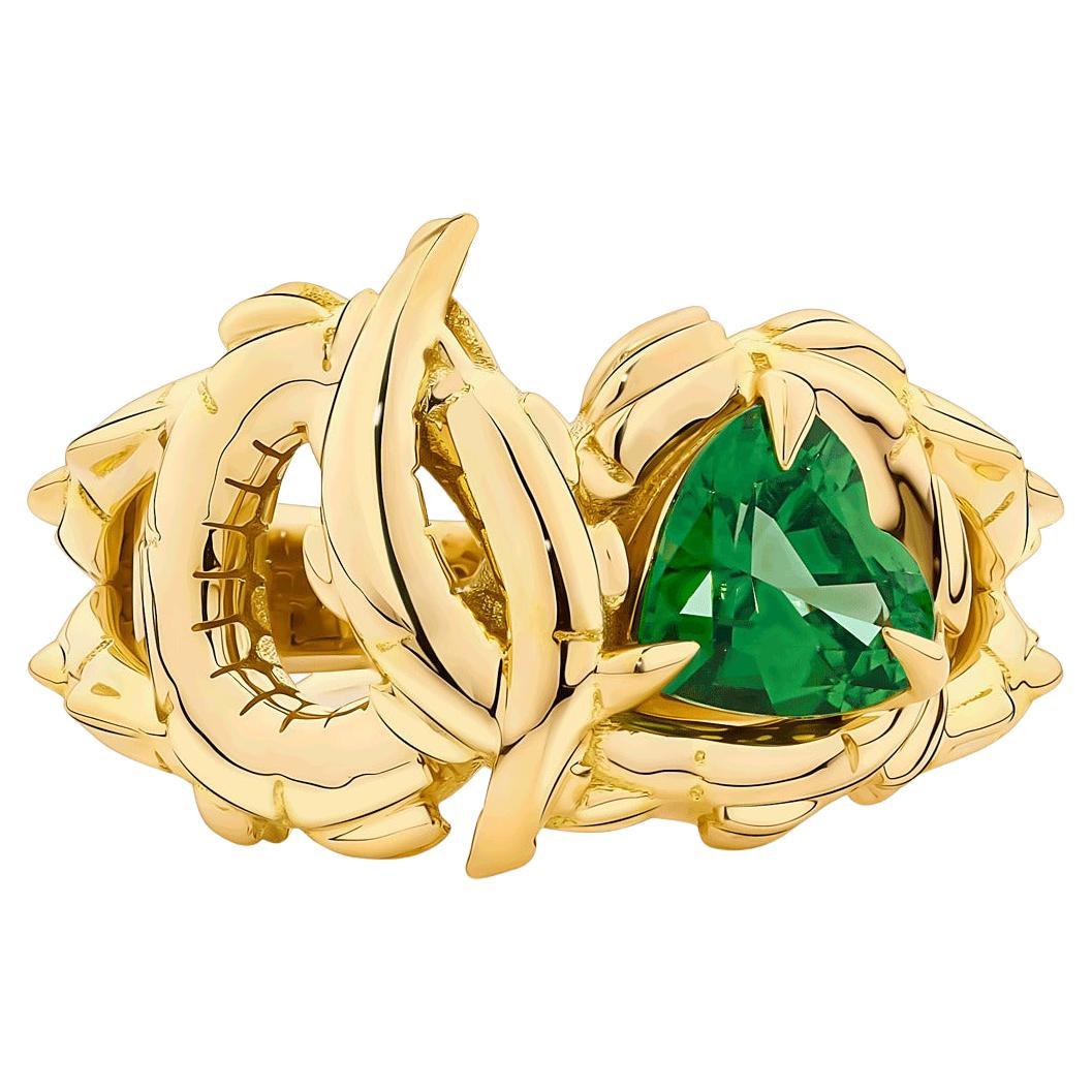 For Sale:  Lover's Croc Ring by Ohliguer, 18ct Yellow Gold, Tsavorite Gemstone