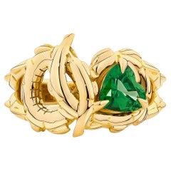 Lover’s Croc ring in 18ct yellow gold with Tsavorite Heart
