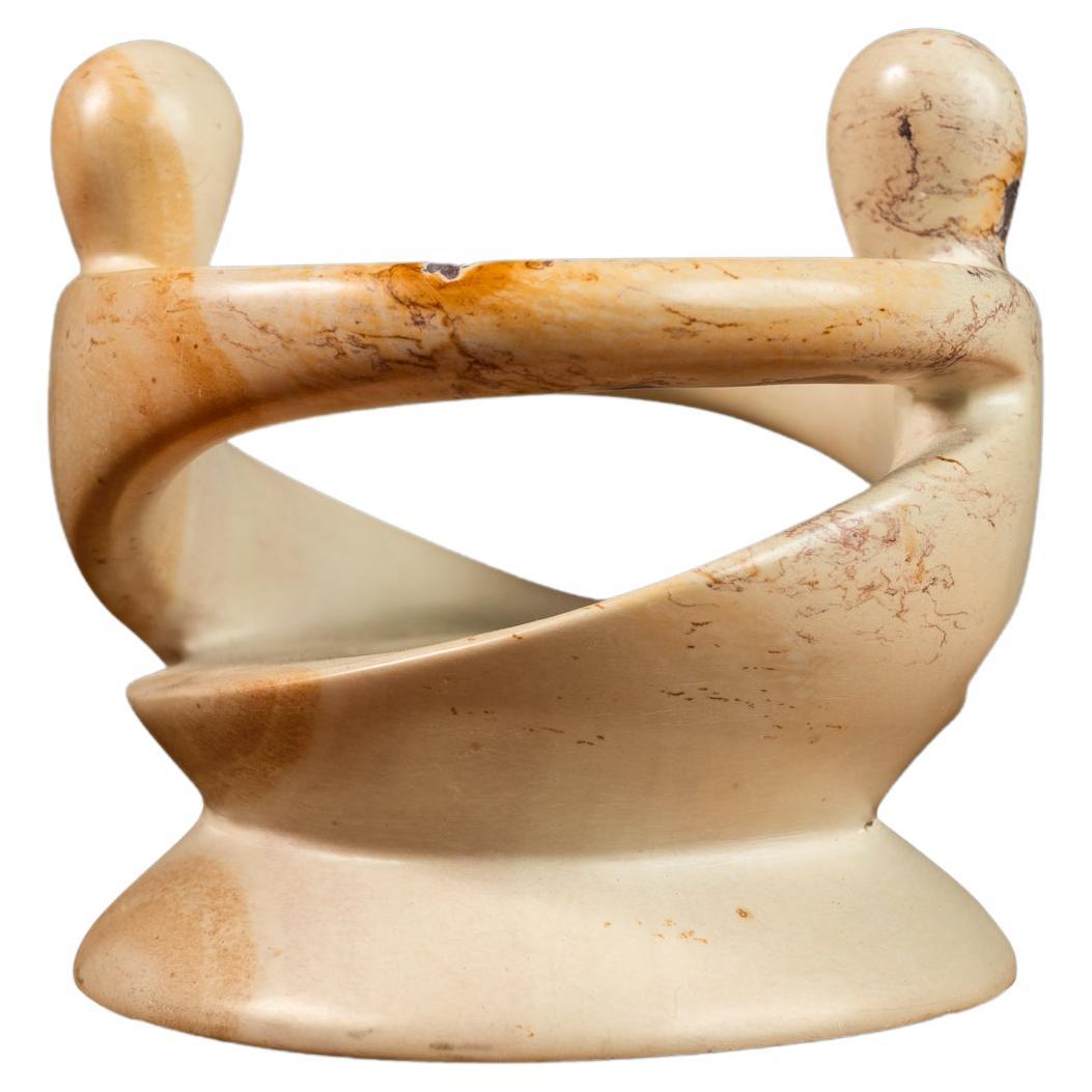 "Lovers Embracing" Marble Sculpture & Tealight Candle Holder, Kenya, c. 1980's