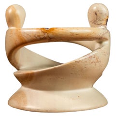 "Lovers Embracing" Marble Sculpture & Tealight Candle Holder, Kenya, c. 1980's