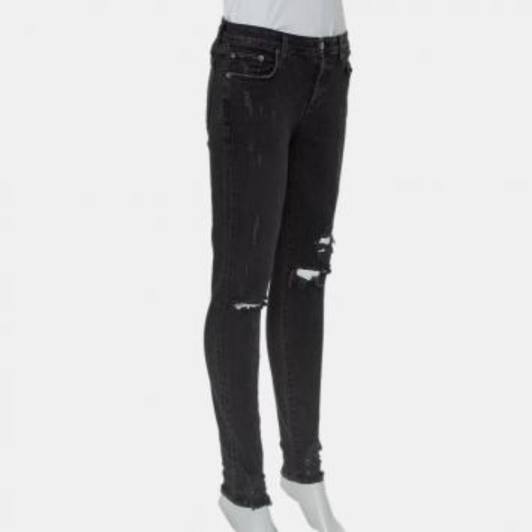 Lovers + Friends Black Denim Distressed Skinny Ricky Jeans M For Sale 6