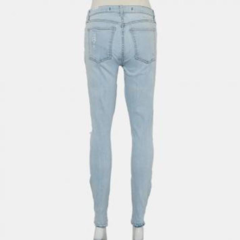 Lovers + Friends Blue Light Wash Denim Distressed Skinny Jeans M For Sale 5