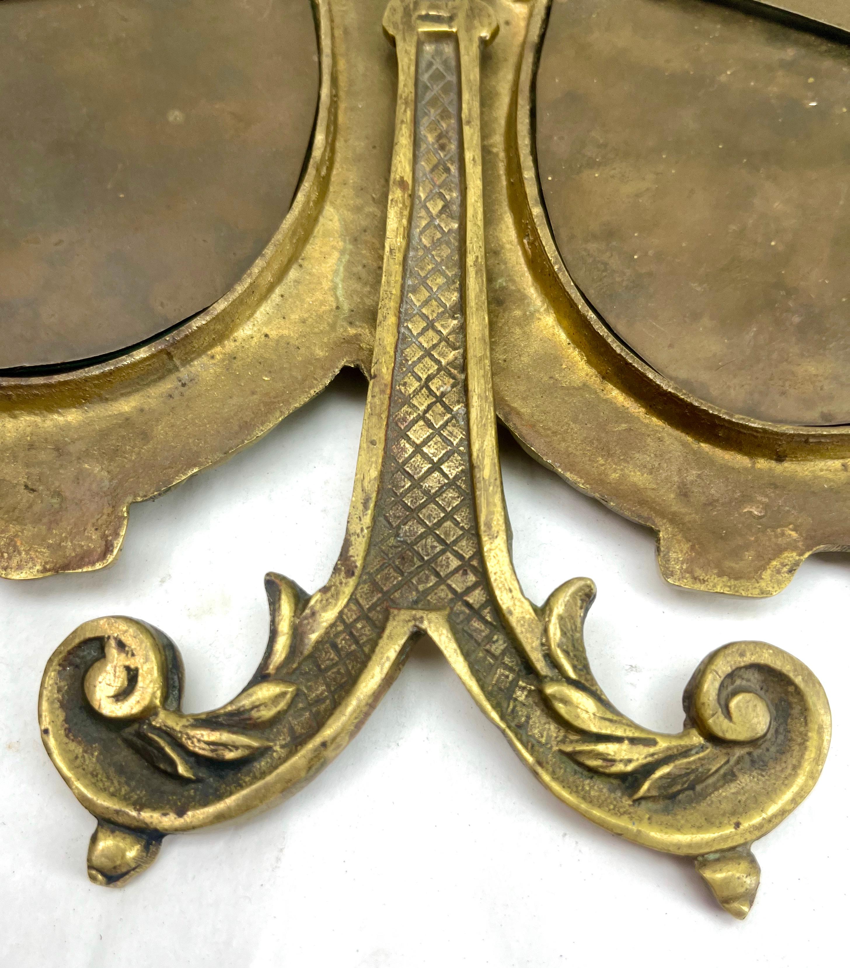 'Lover's Knot' Double Picture Frame, Polished Brass in The Style of J.H. France  For Sale 3