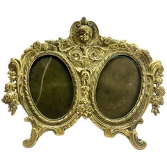 'Lover's Knot' Double Picture Frame, Polished Brass in The Style of J.H. France