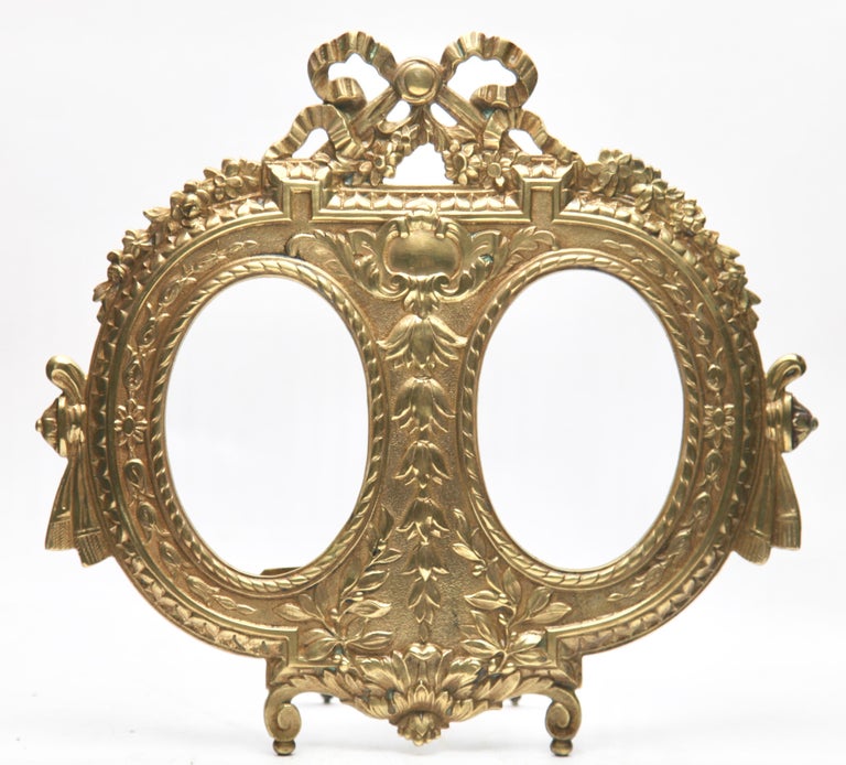 'Lover's Knot' Double Picture Frame, Polished Brass, Made by J.H