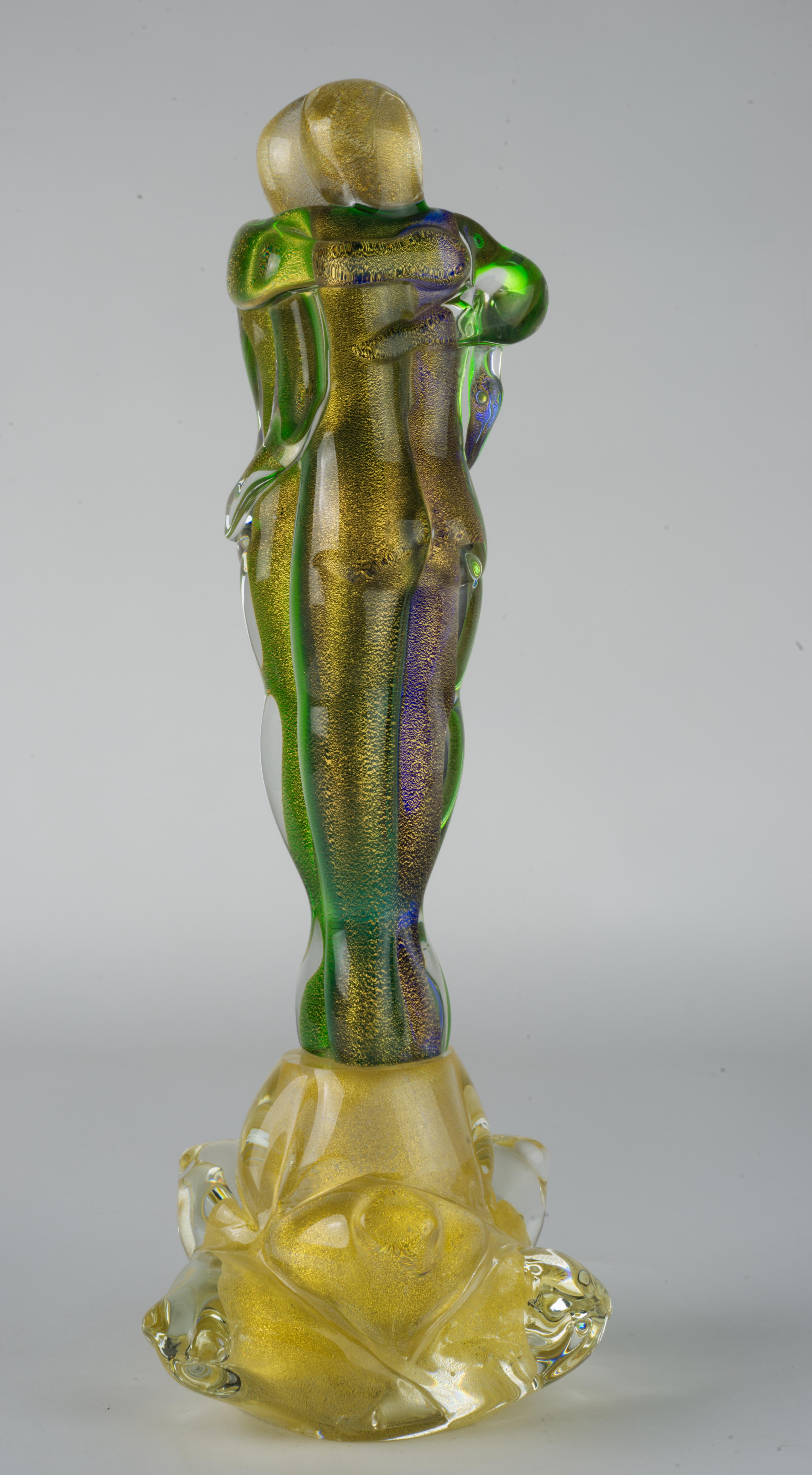 Post-Modern Lovers Murano Art Glass Abstract Sculpture by Sandro Frattin, Signed For Sale