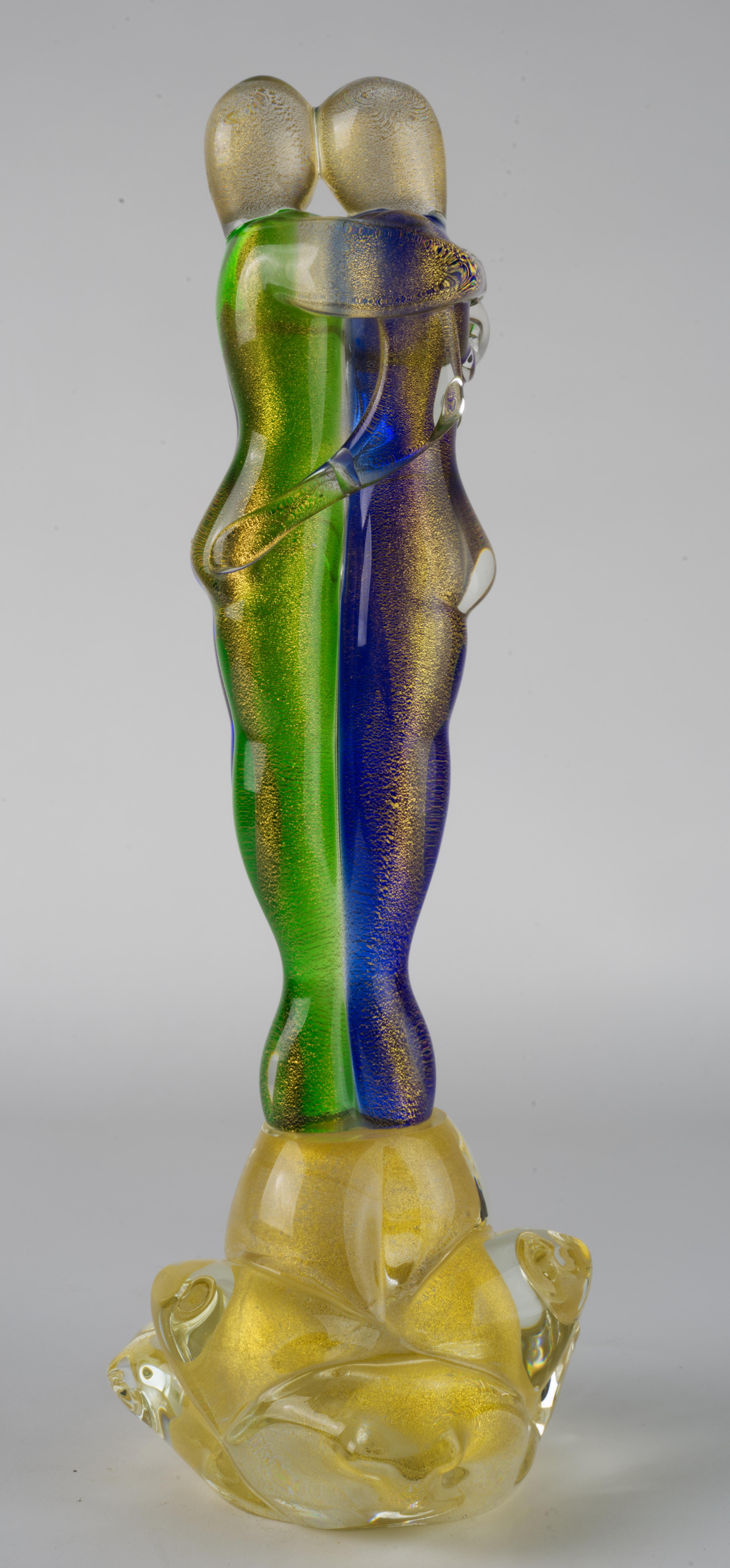 Italian Lovers Murano Art Glass Abstract Sculpture by Sandro Frattin, Signed For Sale