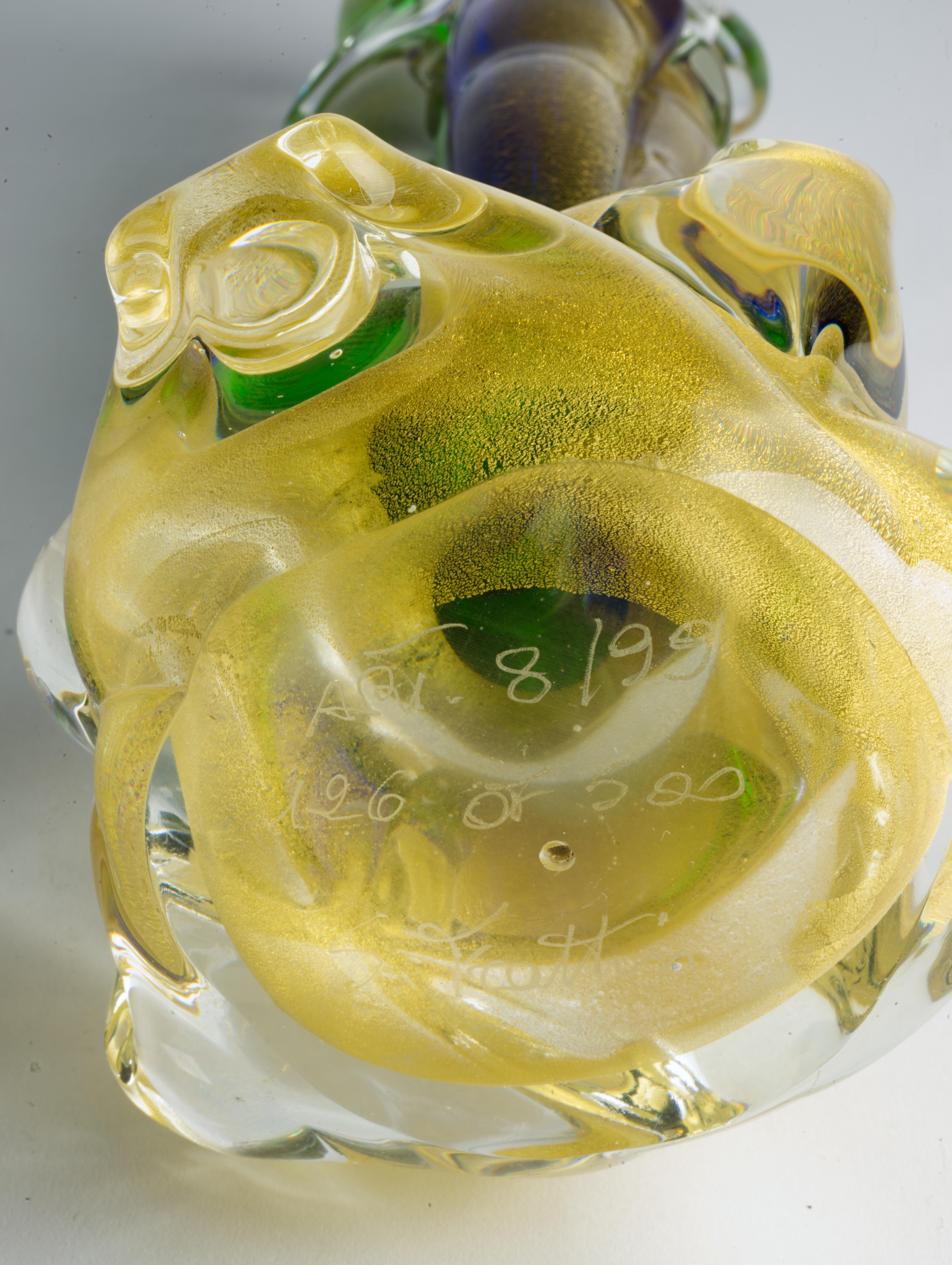 Abstrakte Murano-Kunstglas-Skulptur von Sandro Frattin für Liebhaber, signiert (Glaskunst) im Angebot