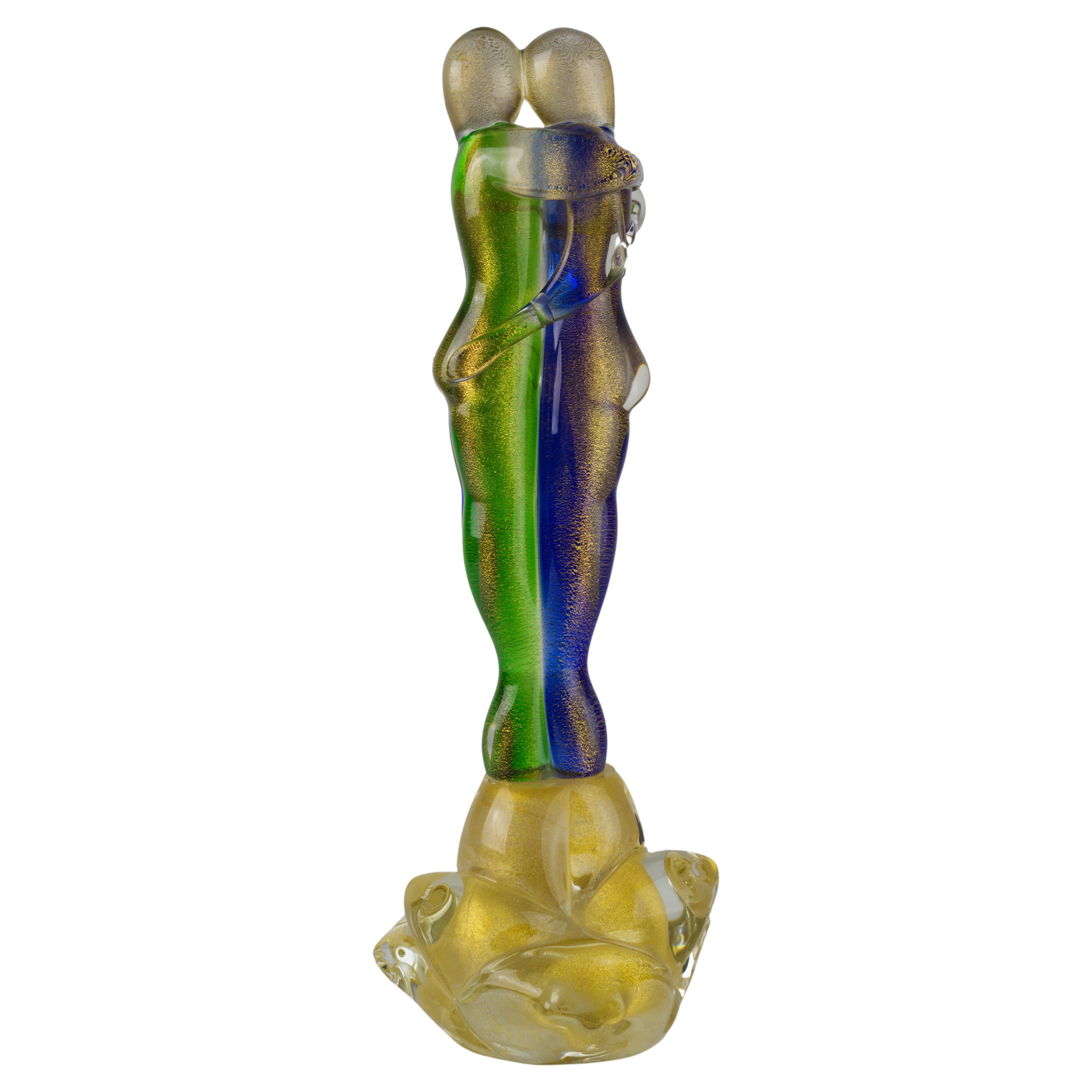 Abstrakte Murano-Kunstglas-Skulptur von Sandro Frattin für Liebhaber, signiert