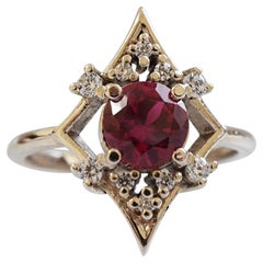 Lovers Shield 1.5 Carat Ruby Diamond Ring