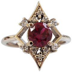 Lovers Shield 1.5 Carat Ruby Diamond Ring